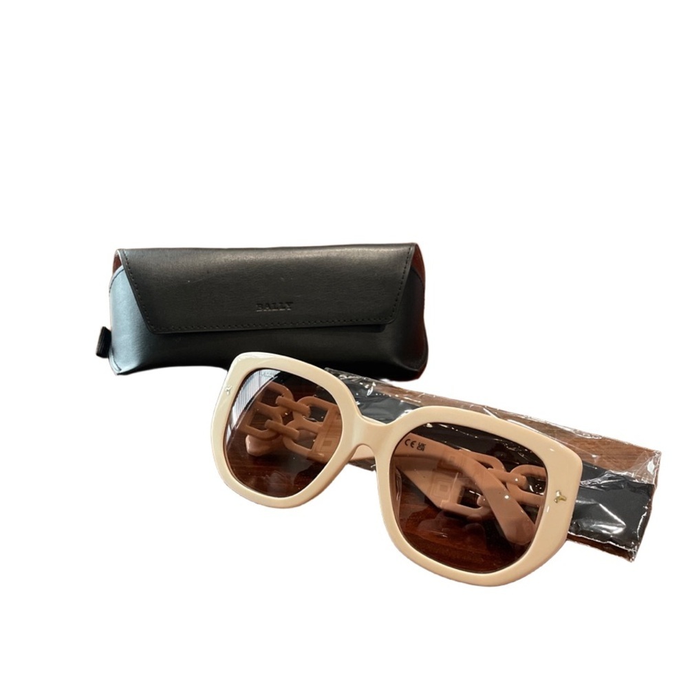 BALLY Ivory 56mm Sunglasses with branded case and cleaning cloth. Accessories